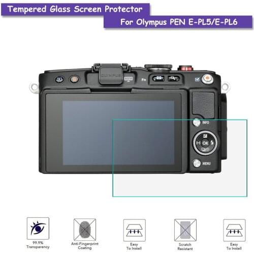 9H Tempered Self-adhesive Glass LCD Screen Protector Shield Film for Olympus PEN E-PL5/E-PL6 Camera Accessories
