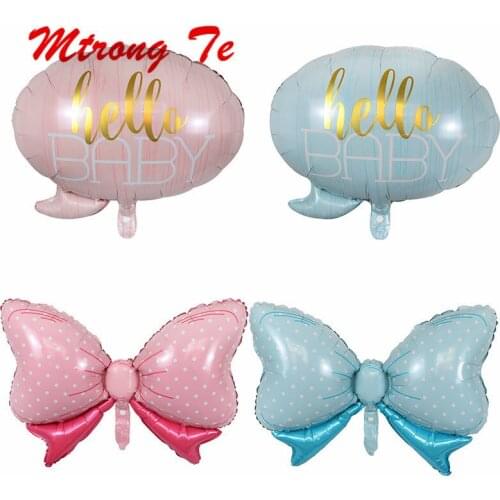 Hello Baby Butterfly Balloon Baby Shower Pink Blue Stroller Foil Ballon Baby Toys for Newborn Party Decoration Air Balloons