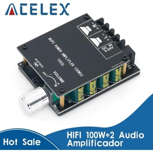 ZK-1002L 100WX2 Mini Bluetooth 5.0 Wireless Audio Power Digital Amplifier Board Stereo Amp DC 12V 24V