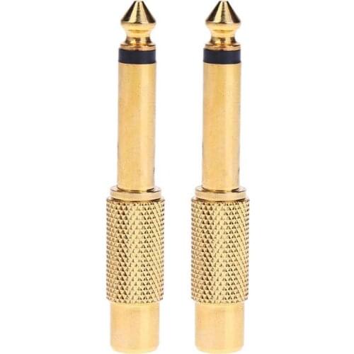 1Pc 6.35mm 1/4in Mono Male Jack to RCA Female Plug Audio Adapter Connector Male Jack to RCA Female Plug Audio Adapter Promotion