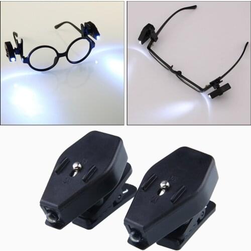 2Pcs LED Glasses Clip on Lamp Reading Light Eyeglass Safety Glasses Lights