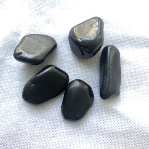 2pcs/pack Tumbled Shungite Stone Beads,Polished Shungite Chip Healing Stone Used For Meditation and Energy Balace,25mm