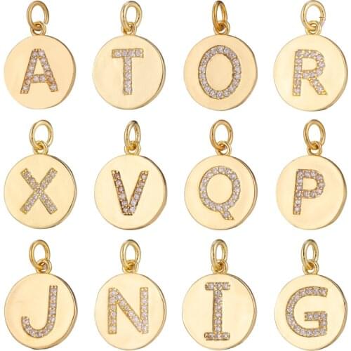 26 Letters Charms Inlaid Rhinestone Letter Charms Pendants For Handmade Necklace Accessories Supplies Jewelry Makings