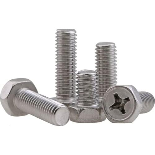 5PCS Hexagon Head Phillips Bolt M6 M8 Hex Screws A2 Stainless Steel Fastener