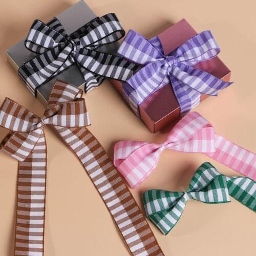5 yards Double Color Checkered Ribbon for DIY Hair Bow Accessories Cake Gift Bouquet Packaging Clothing Sewing Trims Material