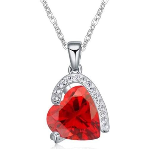 AAA Micro Pave Zircon Crystal Pendant Necklaces heart necklace plated Gold Long Chain Statement Necklace Women Gift Jewelry