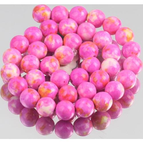 Natural Stone Pink Gold Colorful Rain Jaspers Round Loose Beads for Jewelry Making DIY Woman Bracelet Necklace 4/6/8/10/12mm