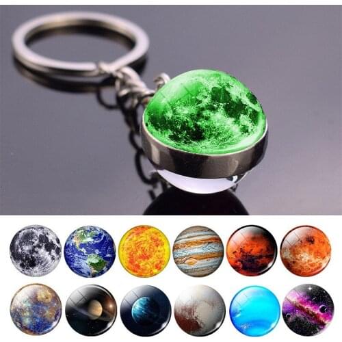 Car key pendant key chain landyard defense keychain charms bright key blooming in the dark luminous ball glass ball wholesale
