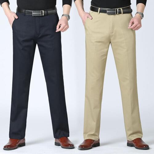High Quality Mens Casual Pants Loose Straight Dress Pants Black Grey Cotton Male Smart Casual Trousers Plus size 40