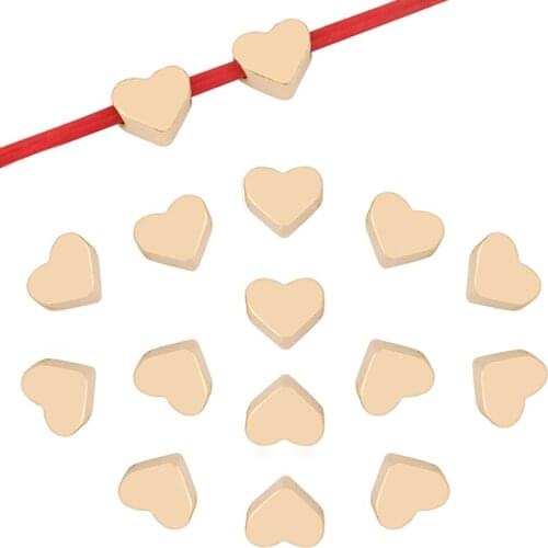 100 x Gold Color Heart Love Spacer Beads Charms for DIY Bracelet Jewelry Making Accessories 7x6mm