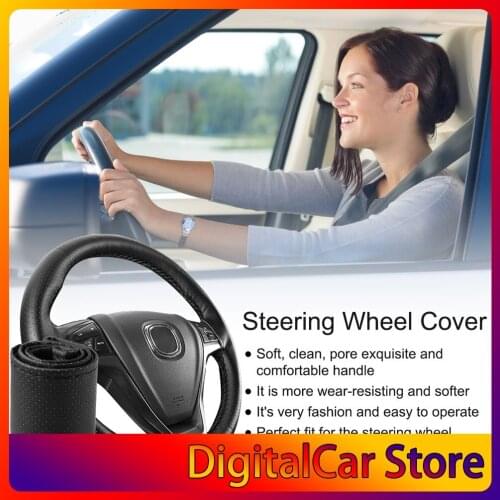 4 Color DIY Texture Soft Auto Car Steering Wheel Cover With Needles And Thread Artificial Leather Car Styling Covers Suite Hot