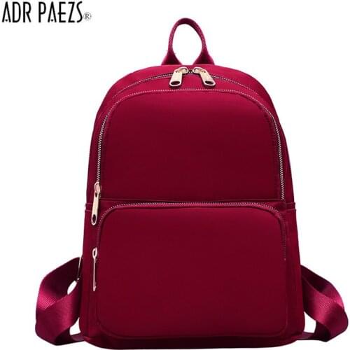 Black Women Backpack 2020 Nylon Travel Shoulder Bag Soft School Bag For Teenage Girls Solid Color Red shoulderBag Large-capacity