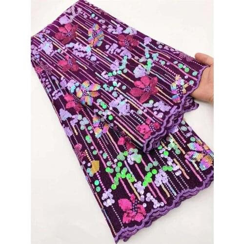 Ulifelace Color Glitters Sequins French Textured Mesh Base Fabric High Quality 5 Yards Net African Lace Occasions Dresses F3296