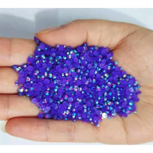 Jelly Sapphire AB Color 2mm,3mm,4mm,5mm,6mm Facets Swarovsky FlatBack Resin Rhinestone Nail Art Garment Decoration Stones/Beads