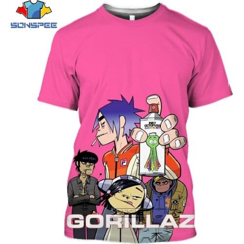 Music Band Gorillaz T shirt Men 3D Print Cartoon Anime Tshirt Women Casual Summer Short Sleeve Hip hop Funny Streetwear Tee Top