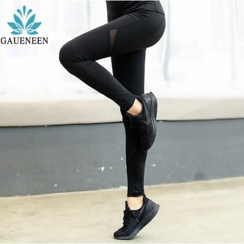 GAUENEEN Black Mesh Yoga Pants High Waist Push Up Leggings Female Gym Fitness Leggings Workout Running Sports Tights Woman