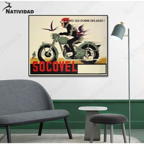 Fast Riding Motorbike Picture Canvas Painting Cartoon Painting Print Poster Bedroom Living Room Home Art Deco Wall Sticker