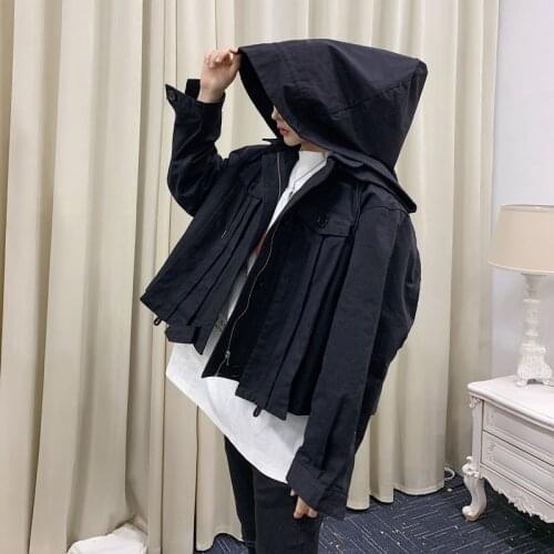 Men Spring Jacket Oversized Hooded Short Jacket Male Chaqueta Hombre Streetwear Hip Hop Punk Gothic Style Loose Coat Outerwear