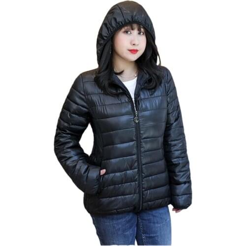 Oversize Thin Light Short Cotton Coat Women Winter Warm Jacket Plus Size 3XL-8XL Hooded Can Removed Casual Top Outerwear KW209