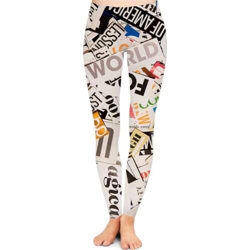 Custom Made World Tour Newpaper Sublimation Printing Pants Leggings