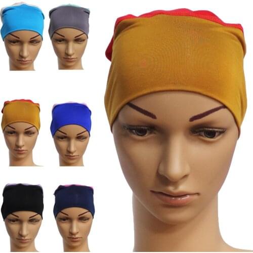 Fashion Muslim Inner Hijab Tube Caps Islamic Underscarf Hats Bonnet Bone Wrap Hair Loss Headwear Chemo Cancer Hat