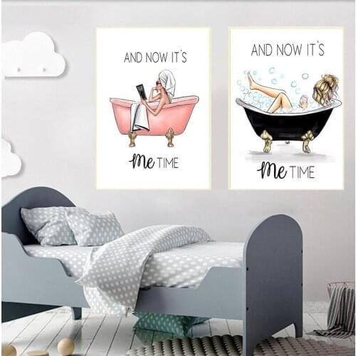 Nordic Fashion Girl Bathtub Poster Modern Decorative Painting Wall Art Poster For Living Room Bedroom Bathroom Home Decor