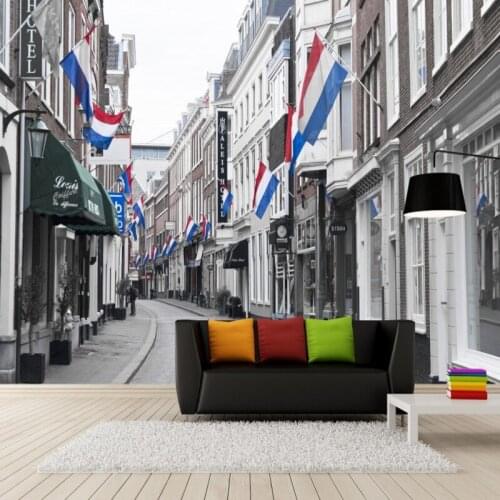 Custom mural European retro city La Closerie Hotel town mural Wallpaper Street background wallpaper custom mural