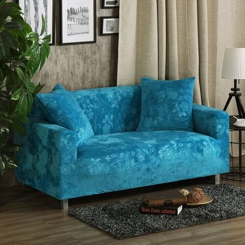 Non Slip Floral Jacquard Armchair Sofa Slipcover Solid Colors Furniture Protection Stretch Velvet Couch Covers for Living Room