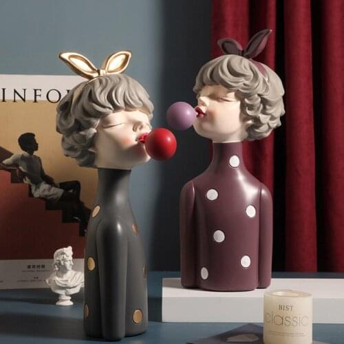 Nordic Light Luxury Modern Bubble Girl Ornament Living Room Porch Wine Cabinet Home Decoration Accessories Figurine Furnishing