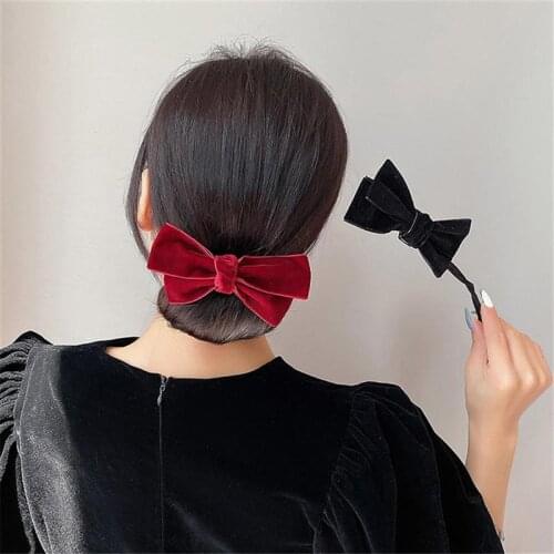 New Velvet Bow Hair Rope Horsetail Meatball Head Hairpin Ladies Lazy Hair Tie Hair Artifact Bow Headdress New Hair Accessories