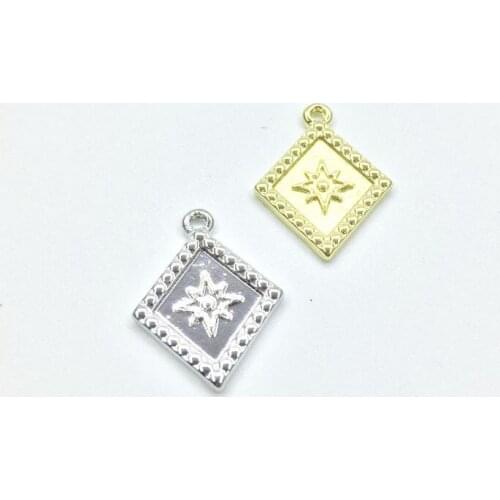 Eruifa 20pcs 12mm New Arrival Rhombus Star Zinc alloy Jewelry DIY Charms Pendant Necklace,Eearrings 2 Colors