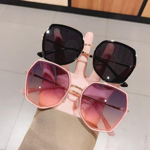 New Trendy Vintage Metal Polygon Sunglasses Women Fashion Irregular Cute Pink Sun Glasses Female Big Frame Driving Shades UV400