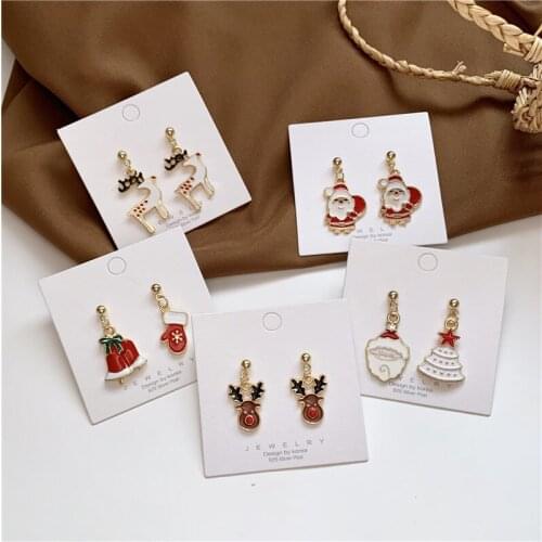 New Christmas Earrings Crystal Snowman Jewelry Christmas Tree Stud Earring For Women Creative Party Accessories Girl Gifts