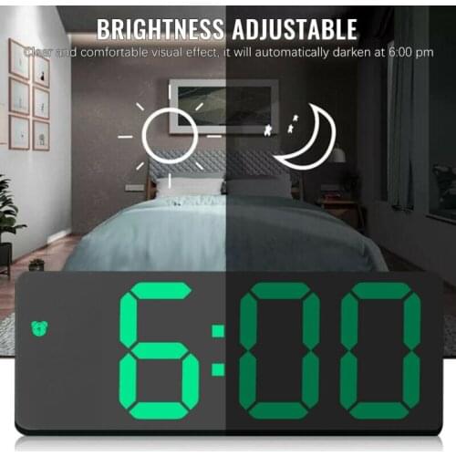 New Mirror LED Alarm Clock Night Light Thermometer Digital Clock USB Charging Desktop Clocks For Home Decoration