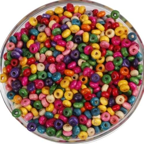 Wholesale 1000 Pcs Colorful Rondelle Wood Spacer Beads Loose Beads Charms 4mm
