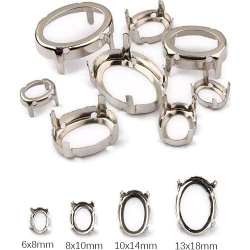 Oval Hollow Claws crystal Multi Size k Silver Color Hollow Back for setting fancy stone Round Shape Crystal Beads