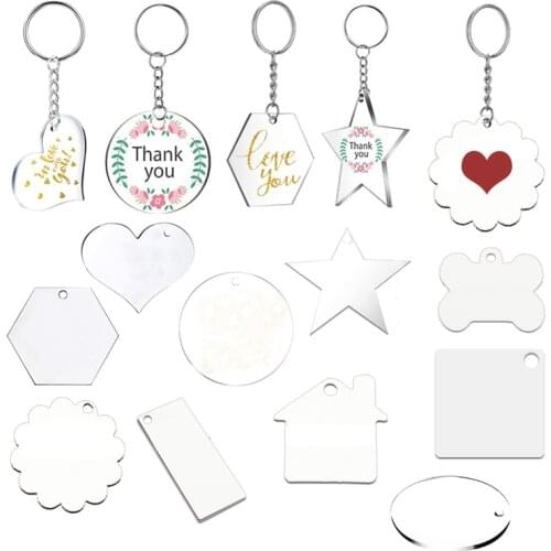 Acrylic Keychain Blanks Clear Keychains for Vinyl Acrylic HD Transparent Circle Discs Acrylic Blanks for DIY Keychain Crafting