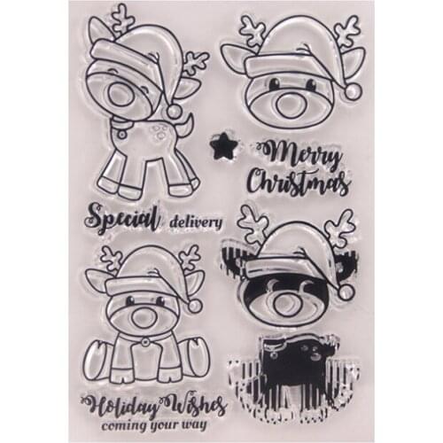 Christmas Fawn Transparent Clear Silicone Stamp Seal DIY Scrapbook Rubber Hand Account Photo Album Diary Decor Reusable 11*16cm