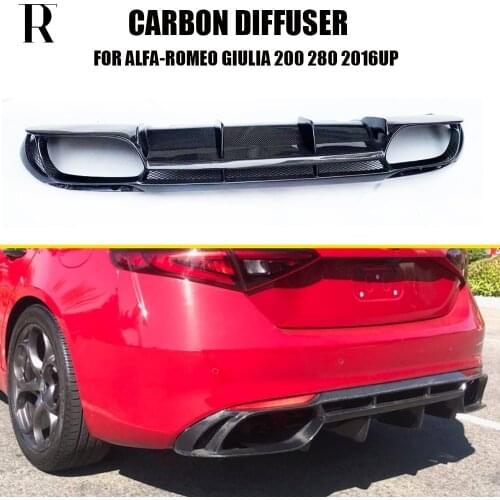 QV Style Giulia Change to 4 Outlet Carbon Fiber Rear Bumper Diffuser for Alfa Romeo Giulia 2016 2017 2018 2019 Without Exhaust