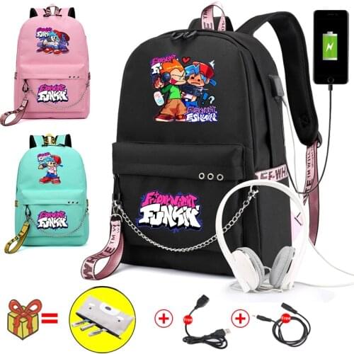 Usb Charging Backpacks Mochila Friday Night Funkin Cute Backpacks Back To School Bookbag 16 Inch Waterproof Teenager School Bags