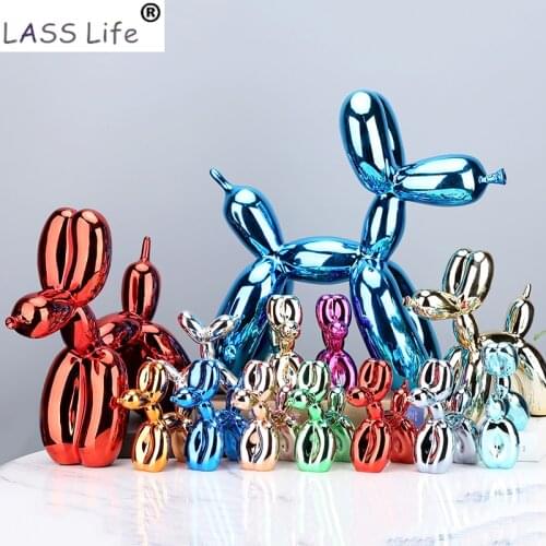 Nordic Resin Balloon Dog Ornaments Crafts Sculpture Home Decoration Statue Kids Lucky Gift Miniature Simulation Animal Figurines