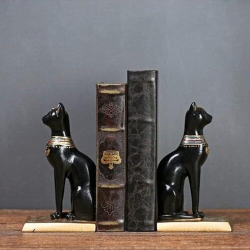 Egyptian Cat Decoration Bookends Vintage Stand for Books High Quality Adjustable Bookshelf New Year Gift Home Decor Resin Made