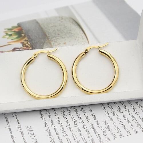 All-Match Popular Jewelry Stainless Steel Smooth Round Earrings Children Women Love Gifts Party Wholesale E-99
