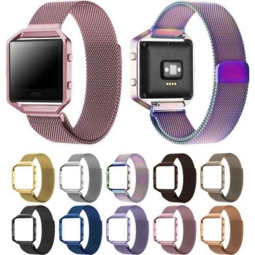 Strap Mesh Metal Band and Frame For Fitbit Blaze Watch Band Stainless Steel Black Rose Gold Silver Magnetic Clasp Bracelet