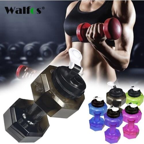 WALFOS 2.2L Dumbbells Shaped Plastic Big Large Capacity Gym Sports Water Bottle Outdoor Fitness Bicycle Camping Cycling Kettle