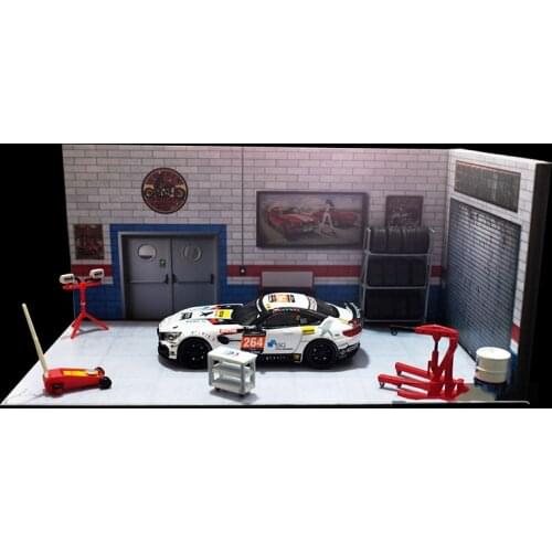 Garage 1/64 1/24 Factory Maintenance Warehouse House Building Model for Car Vehicle Toys Collection Parking Lot Scene Background