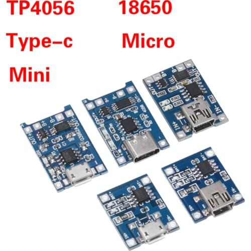 1PCS 5V 1A Micro USB 18650 type-c Lithium Battery Charging Board Charger Module+Protection Dual Functions TP4056 18650