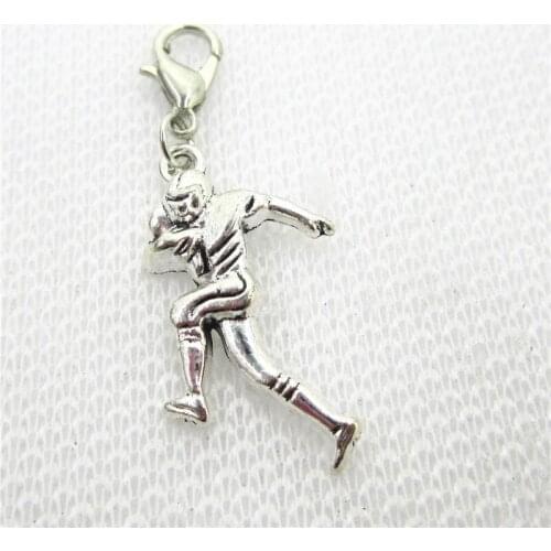 New 10pcs Sport Man Charms Lobster Clasp Charms Diy Jewelry Accessory For Bracelets Floating Hanging Charms