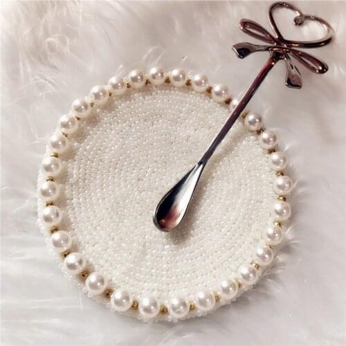 Handmade Pearl Table Placemats for Cups Romantic Mats for Dining Table Luxury Coffee Table Decor Kitchen Decoration Accessories