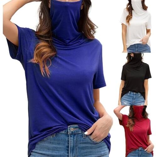 Women Multifunctional T-shirt Short Sleeve Anti UV Dust Proof Face Cover Blouse